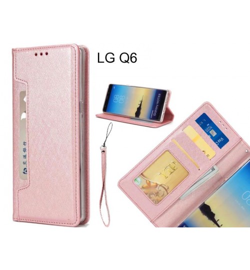 LG Q6 case Silk Texture Leather Wallet case 4 cards 1 ID magnet