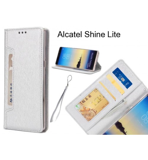 Alcatel Shine Lite Case Silk Texture Leather Wallet Case 4 Cards 1 Id Magnet - Silver