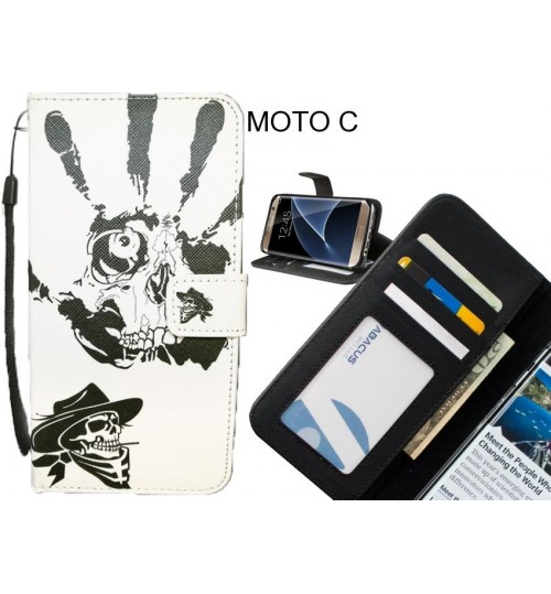 MOTO C case 3 card leather wallet case printed ID