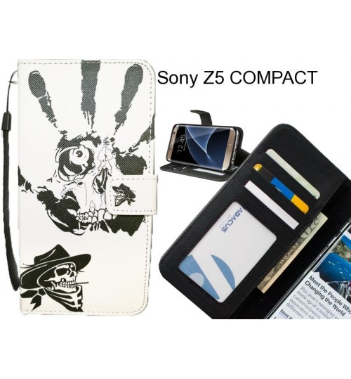 Sony Z5 COMPACT case 3 card leather wallet case printed ID