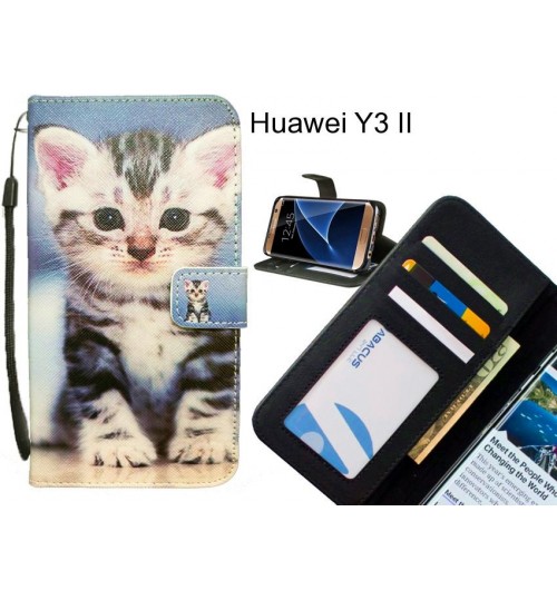 Huawei Y3 II case 3 card leather wallet case printed ID
