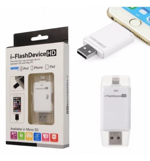 iFlash Drive External USB +SD Card Reader For iPhone iPad Mac PC
