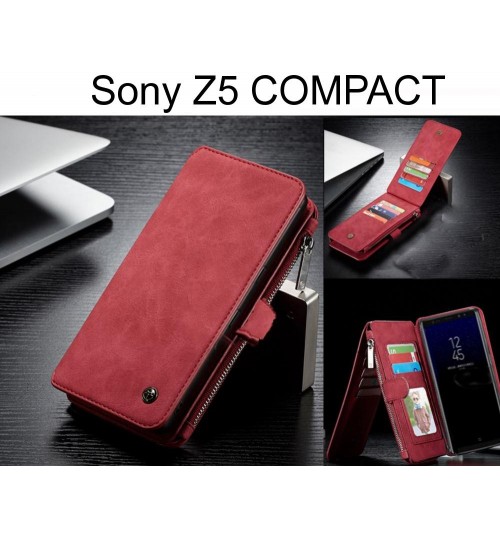 Sony Z5 COMPACT Case Retro Flannelette leather case multi cards zipper