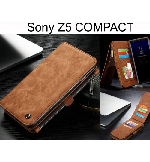 Sony Z5 COMPACT Case Retro Flannelette leather case multi cards zipper