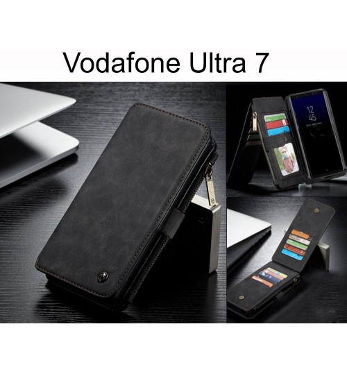 Vodafone Ultra 7 Case Retro Flannelette leather case multi cards zipper