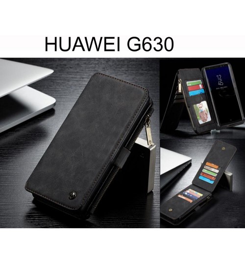 HUAWEI G630 Case Retro Flannelette leather case multi cards zipper