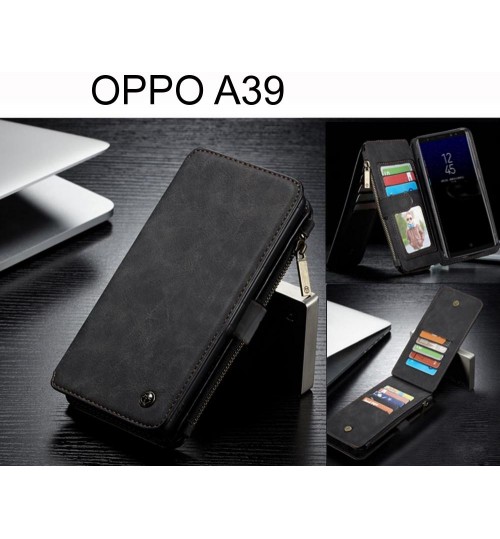 OPPO A39 Case Retro Flannelette leather case multi cards zipper