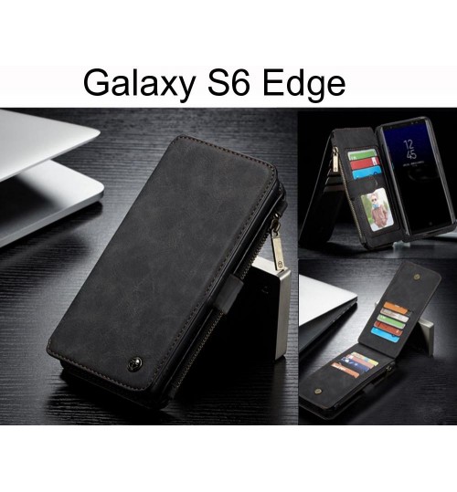 Galaxy S6 Edge Case Retro Flannelette leather case multi cards zipper