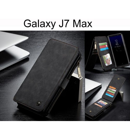 Galaxy J7 Max Case Retro Flannelette leather case multi cards zipper