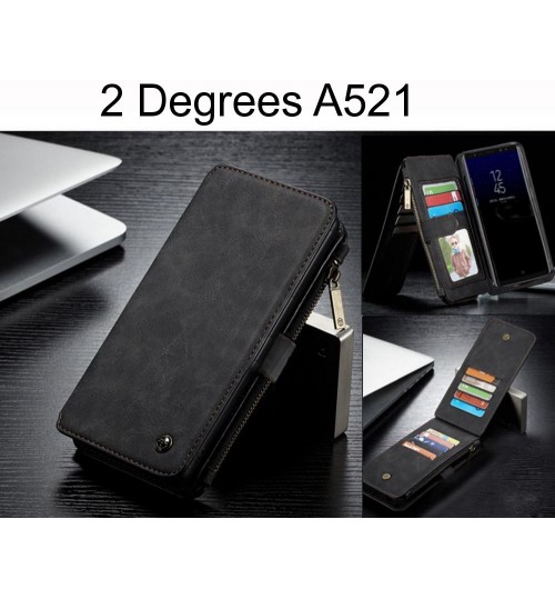 2 Degrees A521 Case Retro Flannelette leather case multi cards zipper