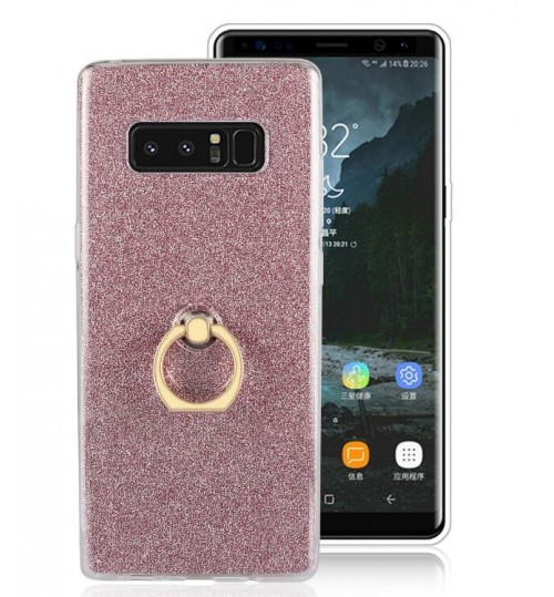 GALAXY NOTE 8 CASE Soft tpu Bling Kickstand Case with Ring Rotary Metal Mount
