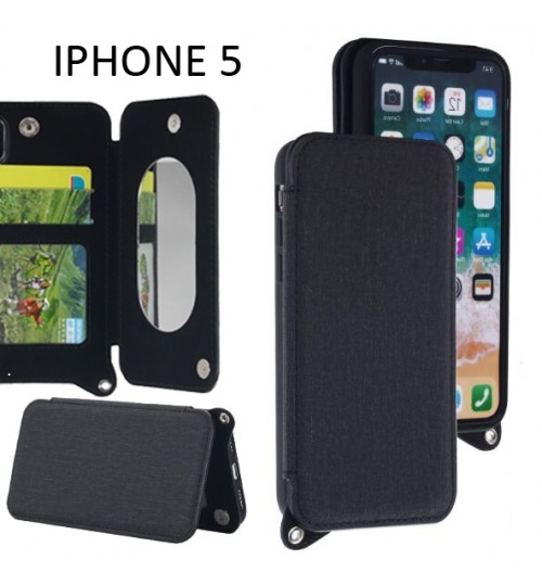 IPHONE 5 5S 5E CASE 2 Cards Slot Wallet Flip Case With Mirror