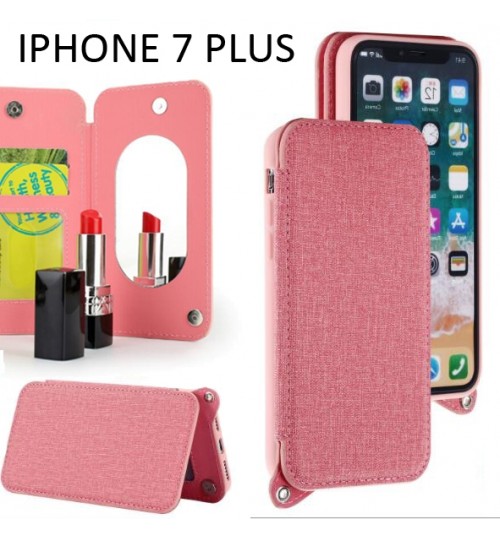 iPhone 7 Plus CASE 2 Cards Slot Wallet Flip Case With Mirror