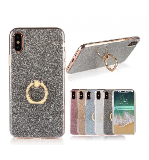 iPhone X case Soft tpu Bling Kickstand Case with Ring Rotary Metal Mount