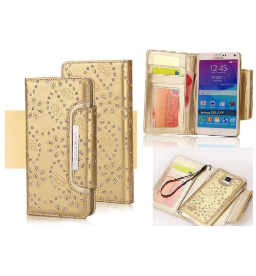 Galaxy Note 4 bling leather wallet case detachable