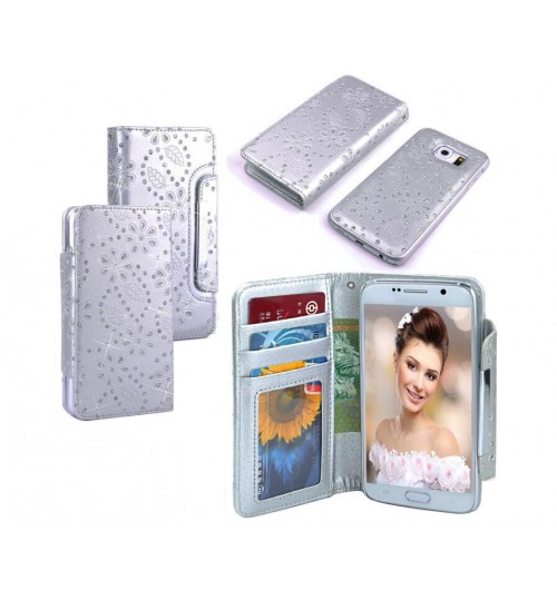 Galaxy s6 bling leather wallet case detachable