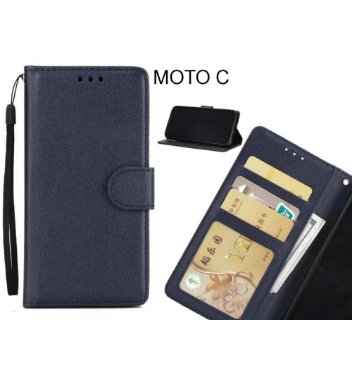 MOTO C case Silk Texture Leather Wallet Case