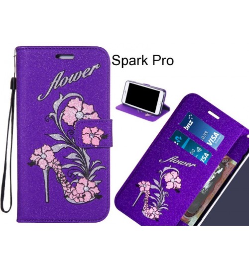 Spark Pro  case Fashion Beauty Leather Flip Wallet Case