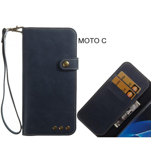 MOTO C case fine leather wallet flip case
