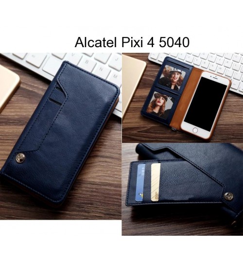 Alcatel Pixi 4 5040 case slim leather wallet case 6 cards 2 ID magnet