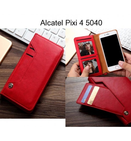 Alcatel Pixi 4 5040 case slim leather wallet case 6 cards 2 ID magnet