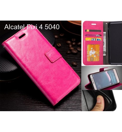Alcatel Pixi 4 5040 Case Fine Leather Wallet Case - Hot Pink