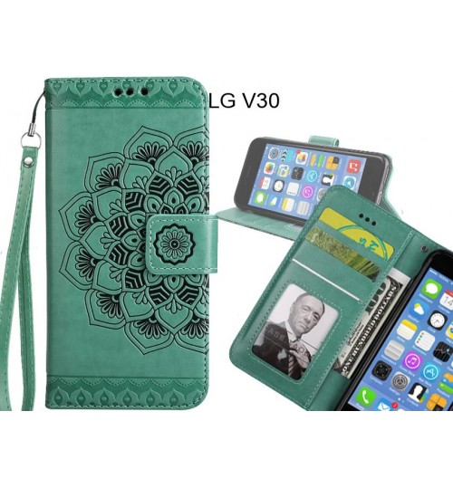 LG V30 Case Premium leather Embossing wallet flip case