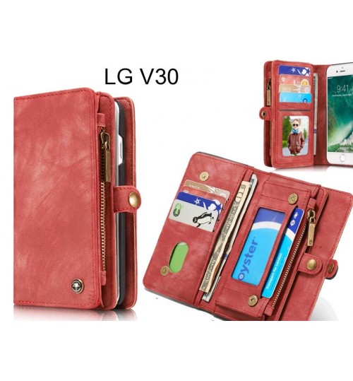 LG V30 Case Retro leather case multi cards cash pocket & zip