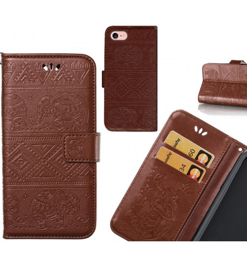 iphone 8 case Wallet Leather flip case Embossed Elephant Pattern