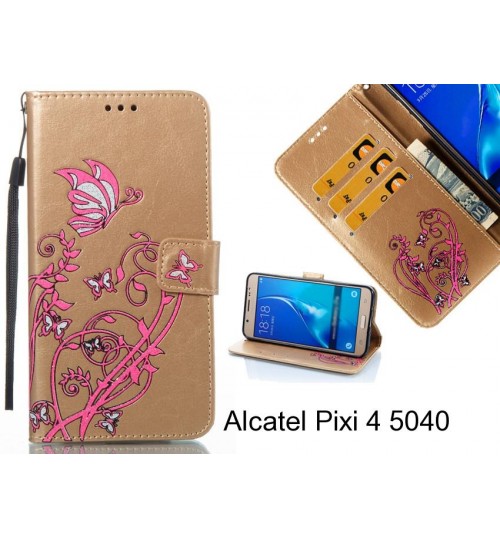 Alcatel Pixi 4 5040 case Embossed Butterfly Flower Leather Wallet cover case