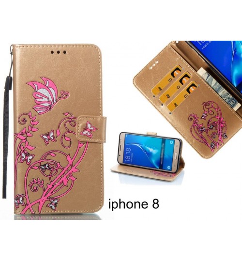 iphone 8 case Embossed Butterfly Flower Leather Wallet cover case