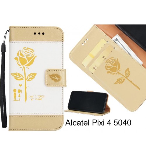 Alcatel Pixi 4 5040 case 3D Embossed Rose Floral Leather Wallet cover case