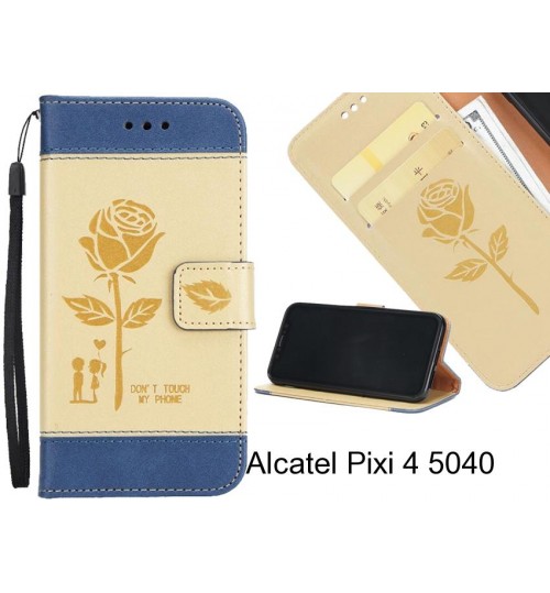 Alcatel Pixi 4 5040 case 3D Embossed Rose Floral Leather Wallet cover case