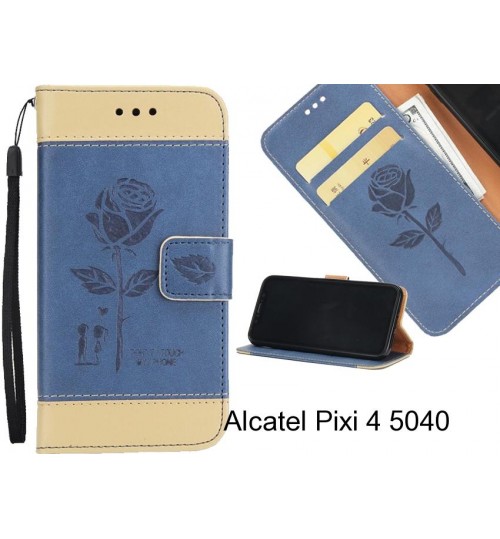 Alcatel Pixi 4 5040 case 3D Embossed Rose Floral Leather Wallet cover case