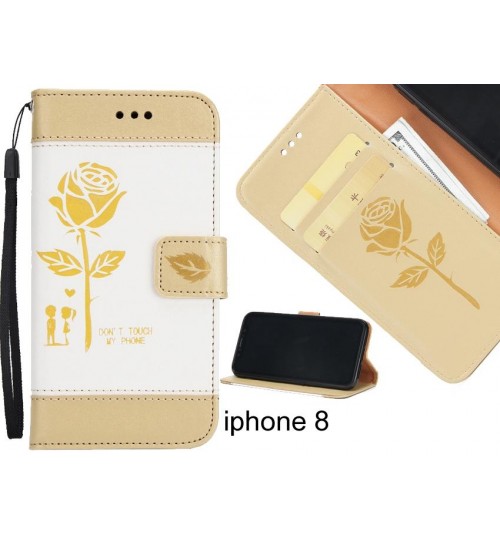 iphone 8 case 3D Embossed Rose Floral Leather Wallet cover case