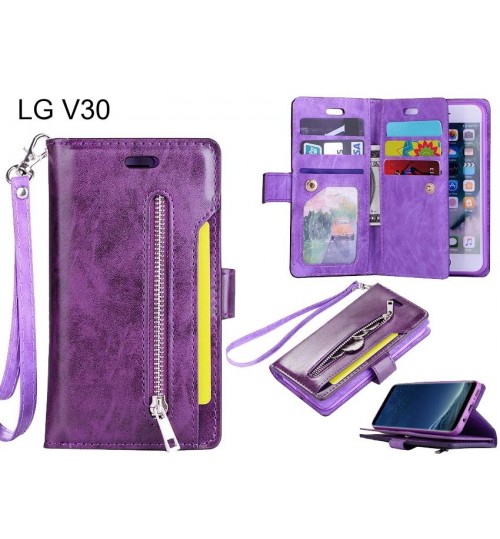 LG V30 case 10 cards slots wallet leather case with zip