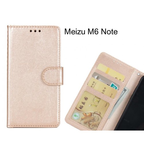 Meizu M6 Note  Case Magnetic Flip Leather Wallet Case - Gold