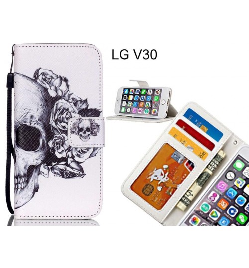 LG V30 case 3 card leather wallet case printed ID