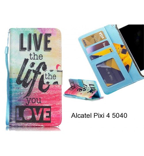 Alcatel Pixi 4 5040 case 3 card leather wallet case printed ID