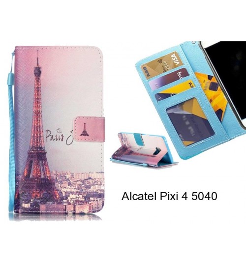 Alcatel Pixi 4 5040 case 3 card leather wallet case printed ID