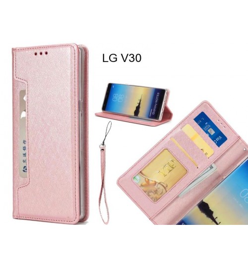 LG V30 case Silk Texture Leather Wallet case 4 cards 1 ID magnet