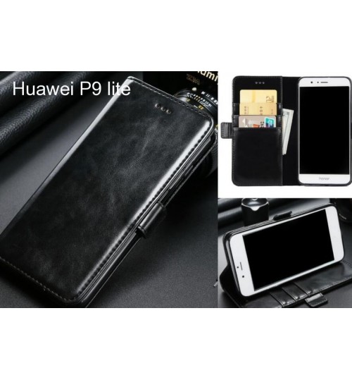 Huawei P9 Lite Case Executive Leather Wallet Case - Black