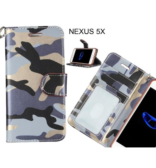 NEXUS 5X case camouflage leather wallet case cover