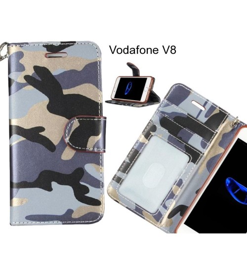 Vodafone V8 case camouflage leather wallet case cover