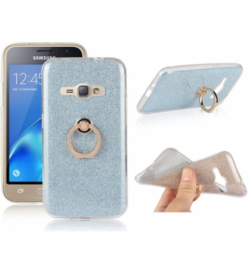 Galaxy J1 2016 Soft tpu Bling Kickstand Case with Ring Rotary Metal Mount