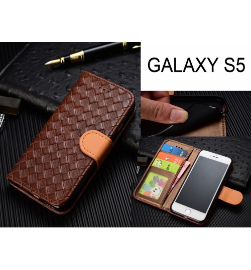 Galaxy S5  Case Leather Wallet Case Cover - Brown