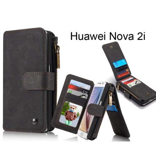 Huawei Nova 2i  Case Retro leather case multi cards cash pocket & zip