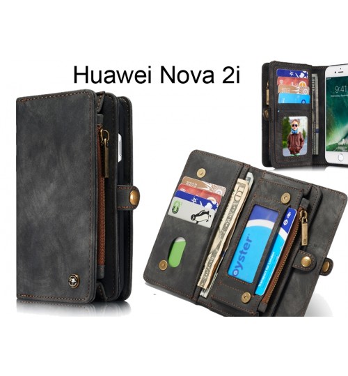 Huawei Nova 2i  Case Retro leather case multi cards cash pocket & zip