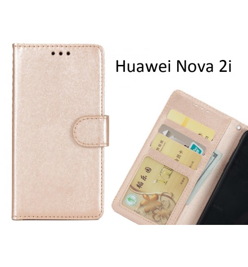 Huawei Nova 2i  Case Magnetic Flip Leather Wallet Case - Gold