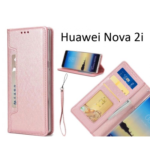 Huawei Nova 2i case Silk Texture Leather Wallet case 4 cards 1 ID magnet